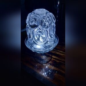Vintage Moon And Stars Fairy Lamp ...bottom  Fostoria both parts GLOW w/365nm